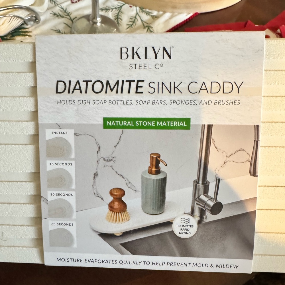 NWT BKLYN Steel Co Diatomite Sink Caddy - Gray Natural Stone